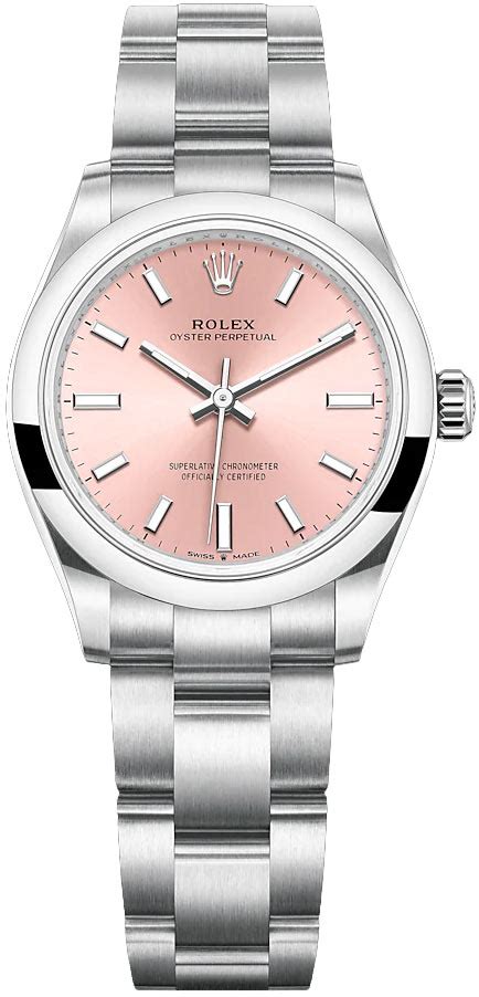 rolex oyster perpetual pink leather band serpulative roman numeral|rolex oyster perpetual value.